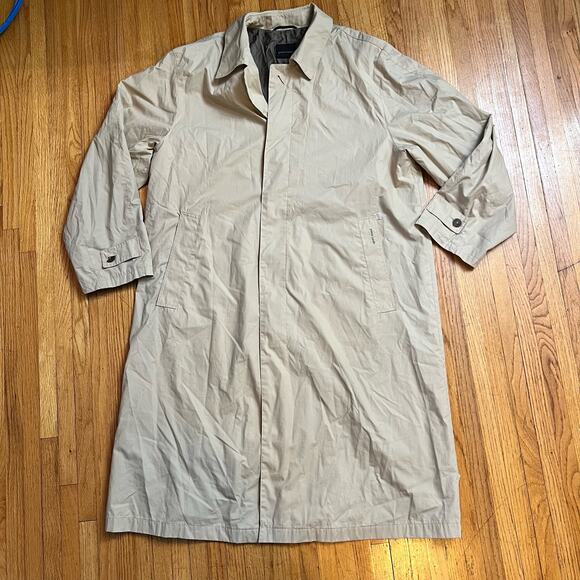 Pierre Cardin Trench Coat Mens 54 Beige Long Lightweight Jacket - Picture 1 of 11